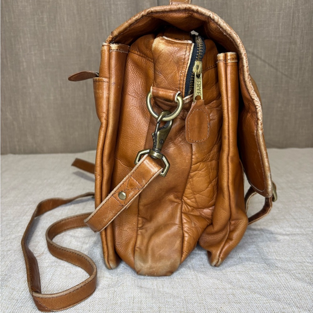 Frye Vintage Leather Flap Top Briefcase Messenger Bag - Picture 3 of 12